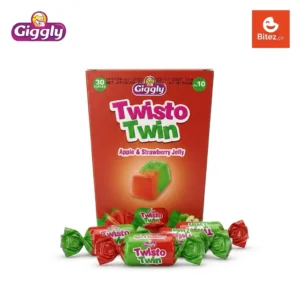 Giggly Twisto Twin Apple and Strawberry Jelly 30 Pieces Pack Bitez.pk