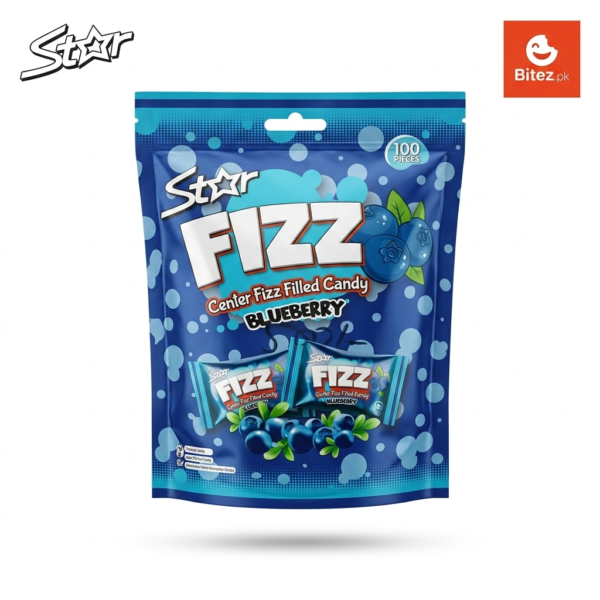 Star Fizz Blueberry Center Filled Candy 100 Pieces Pack by Bitez.pk