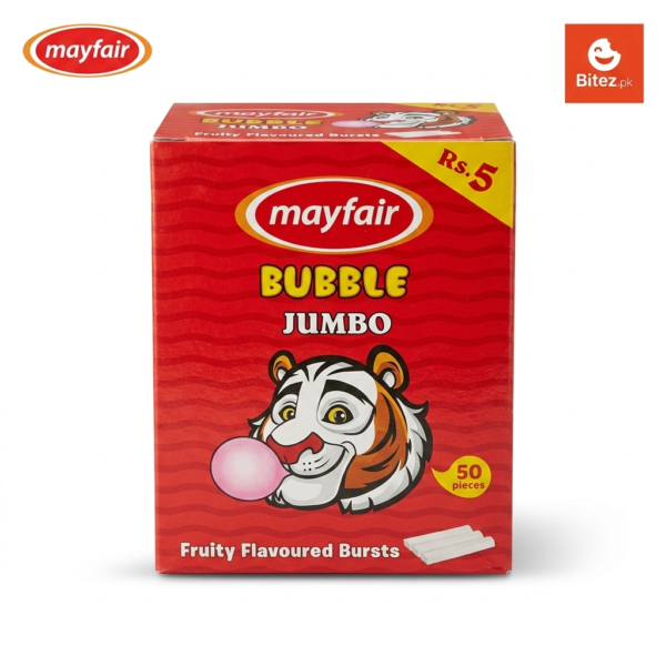 Mayfair Bubble Jumbo Fruity Gum Box 50 Pieces package on Bitez.pk