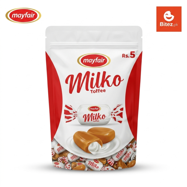 Mayfair Milko Toffee Rich Creamy Pack stand up pouch on Bitez.pk